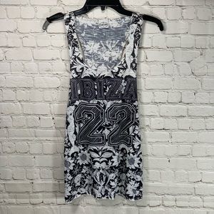 Planet 2000 black white tank top ibiza floral